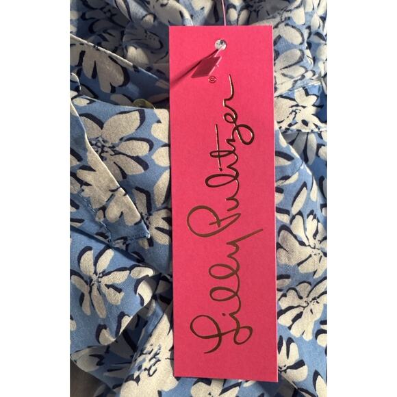 Lilly Pulitzer Natalie Coverup Shirtdress XS Lunar Blue Palm Beach Petals Floral - Picture 10 of 11
